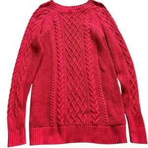 GAP red cable knit 100% cotton crewneck sweater women’s size Small